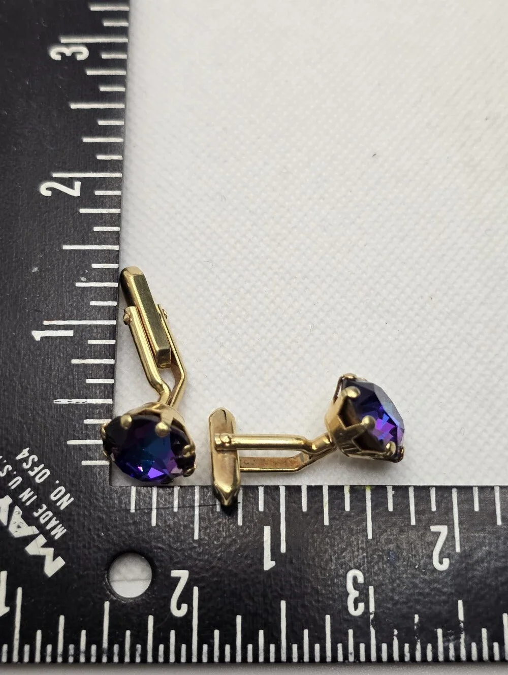 Vintage Blue Purple Mirror Glass Cufflinks